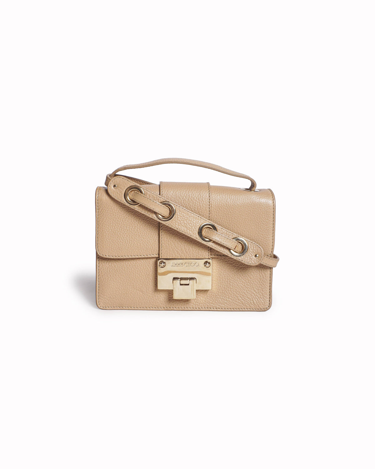 Jimmy Choo Beige Pebbled Leather Rebel Crossbody Bag