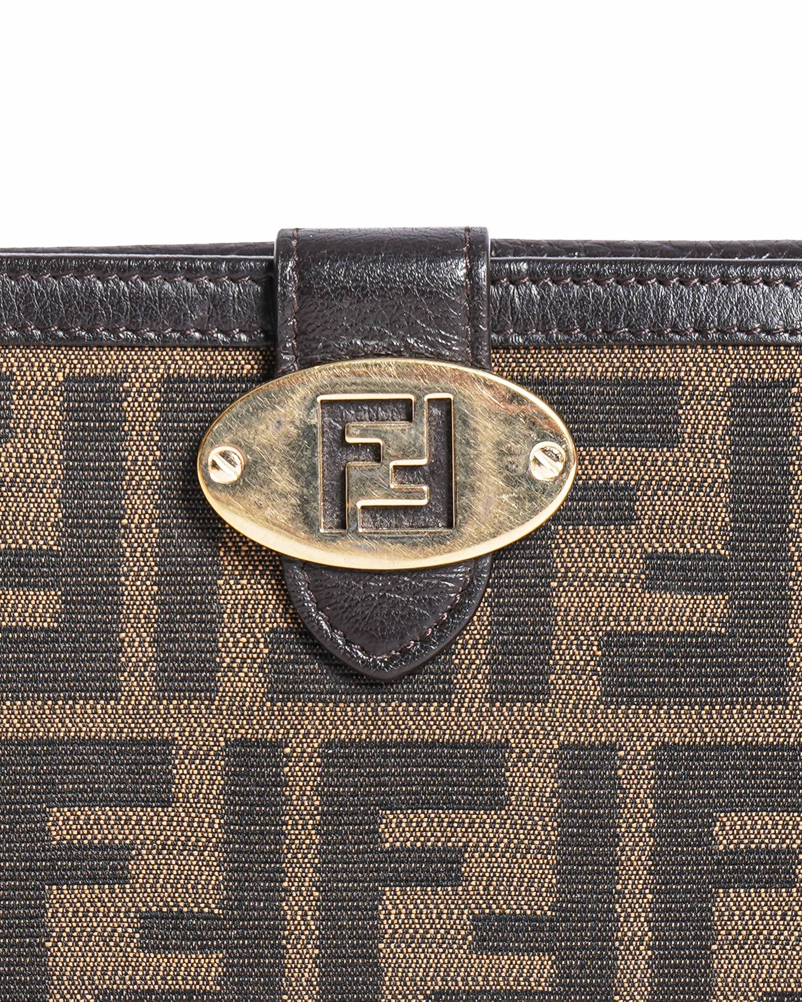 Fendi Tobacco Zucca Continental Wallet In Canvas & Leather