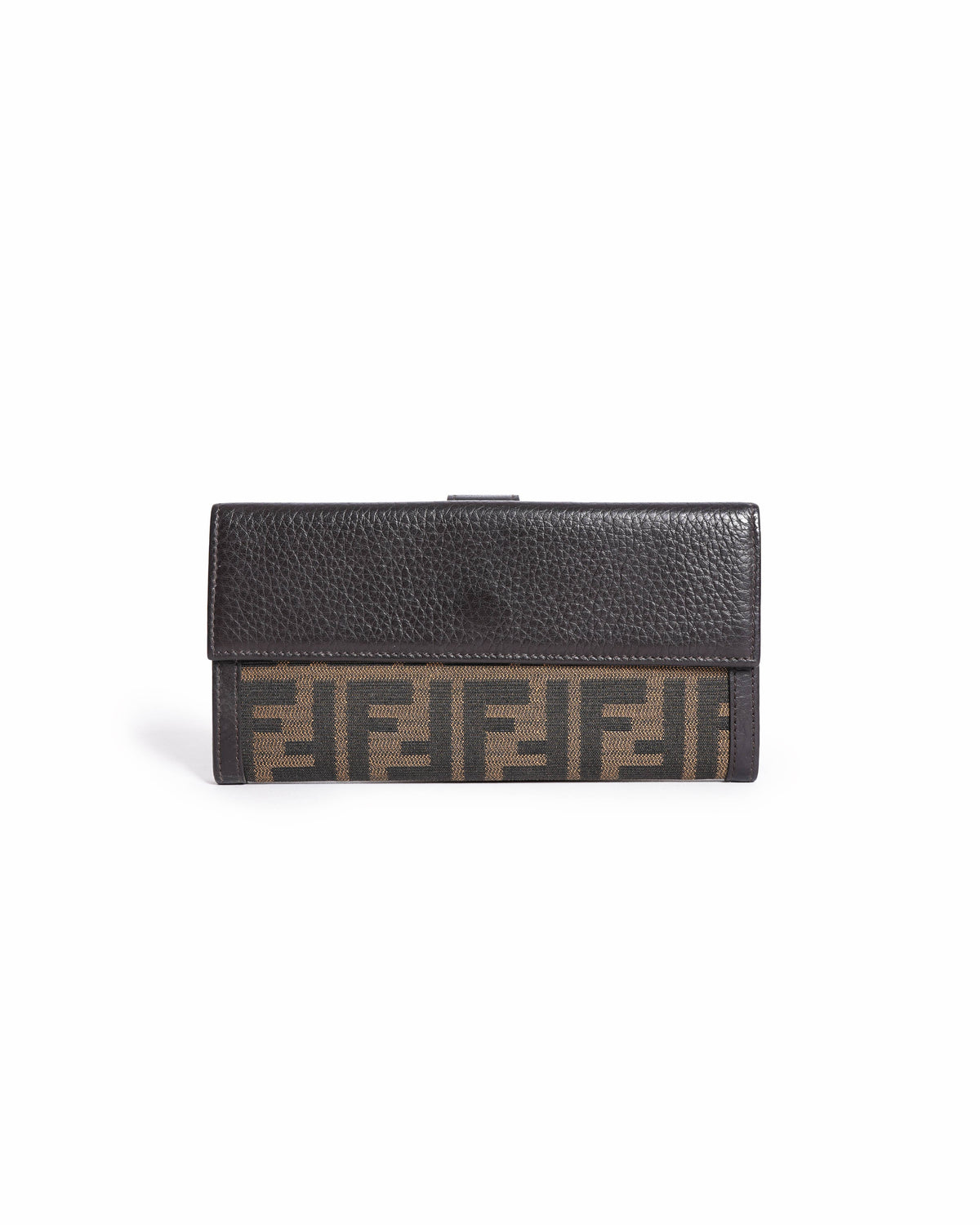 Fendi Tobacco Zucca Continental Wallet In Canvas & Leather