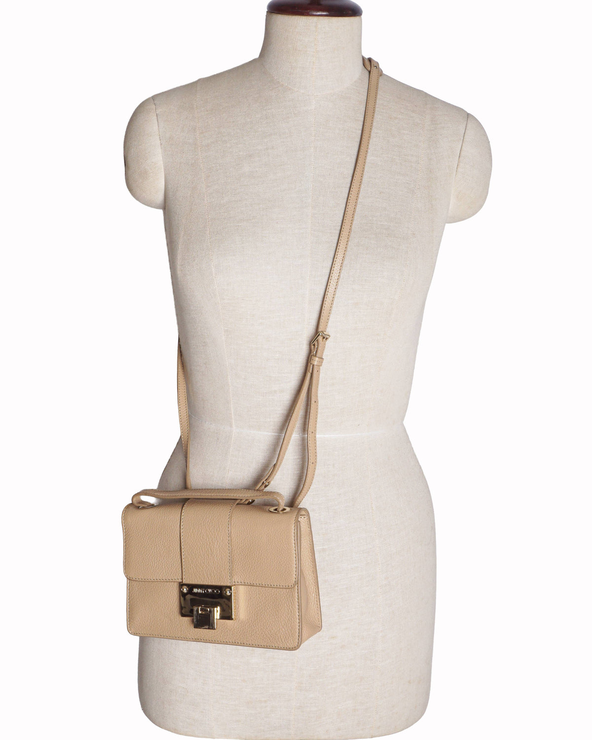 Jimmy Choo Beige Pebbled Leather Rebel Crossbody Bag
