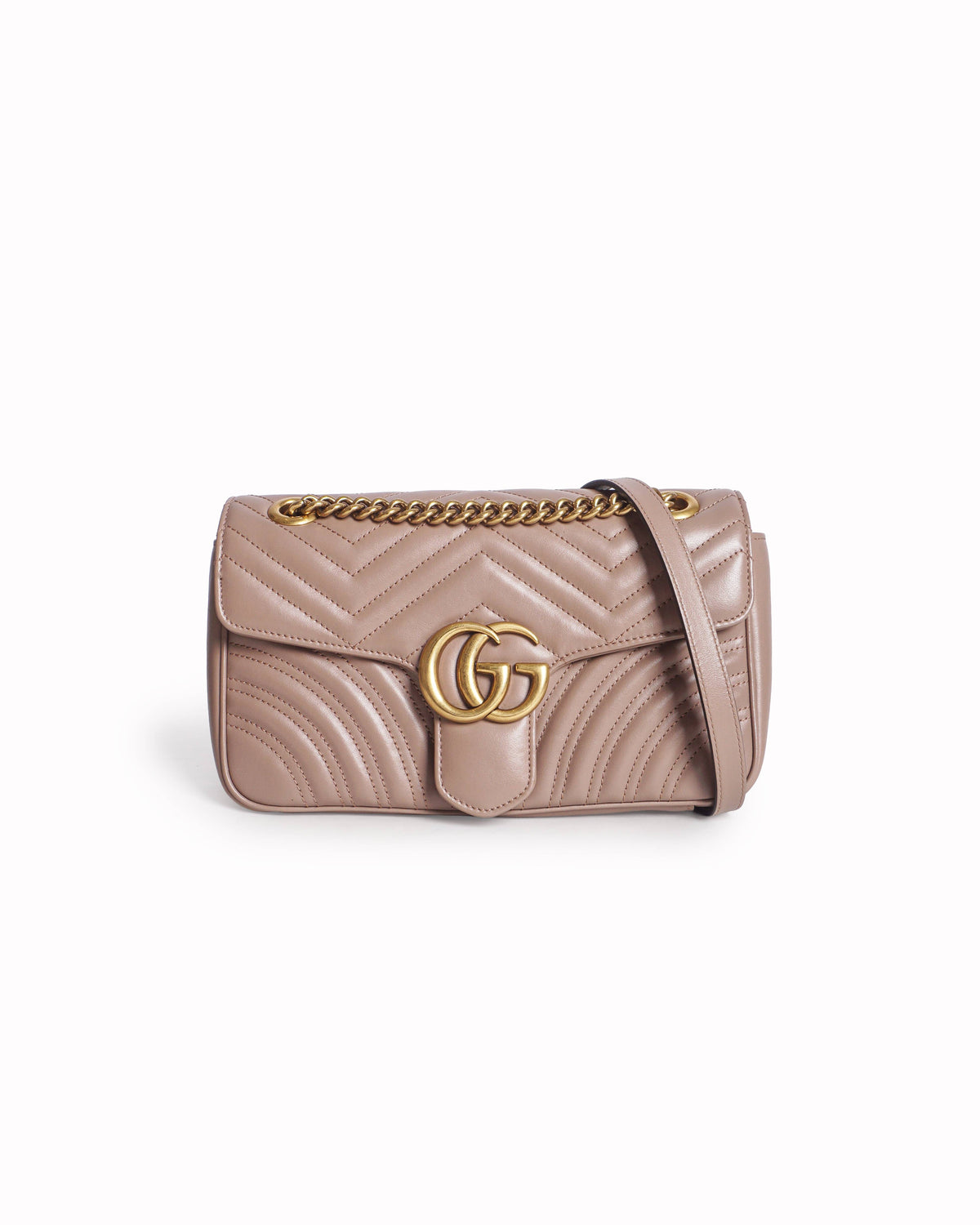 Gucci Mauve Pink Matelassé Leather GG Marmont Medium Shoulder Bag