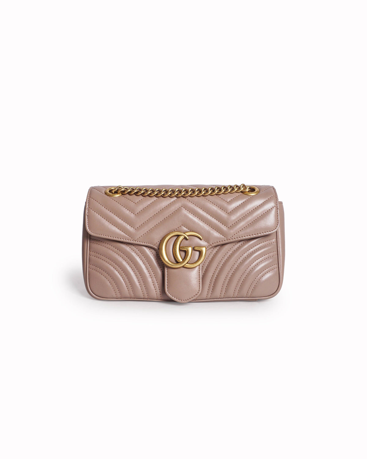 Gucci Mauve Pink Matelassé Leather GG Marmont Medium Shoulder Bag