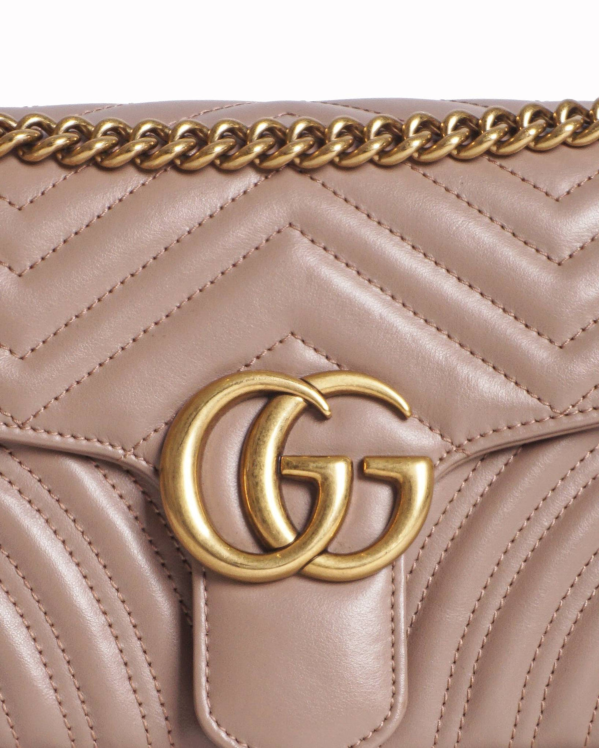 Gucci Mauve Pink Matelassé Leather GG Marmont Medium Shoulder Bag