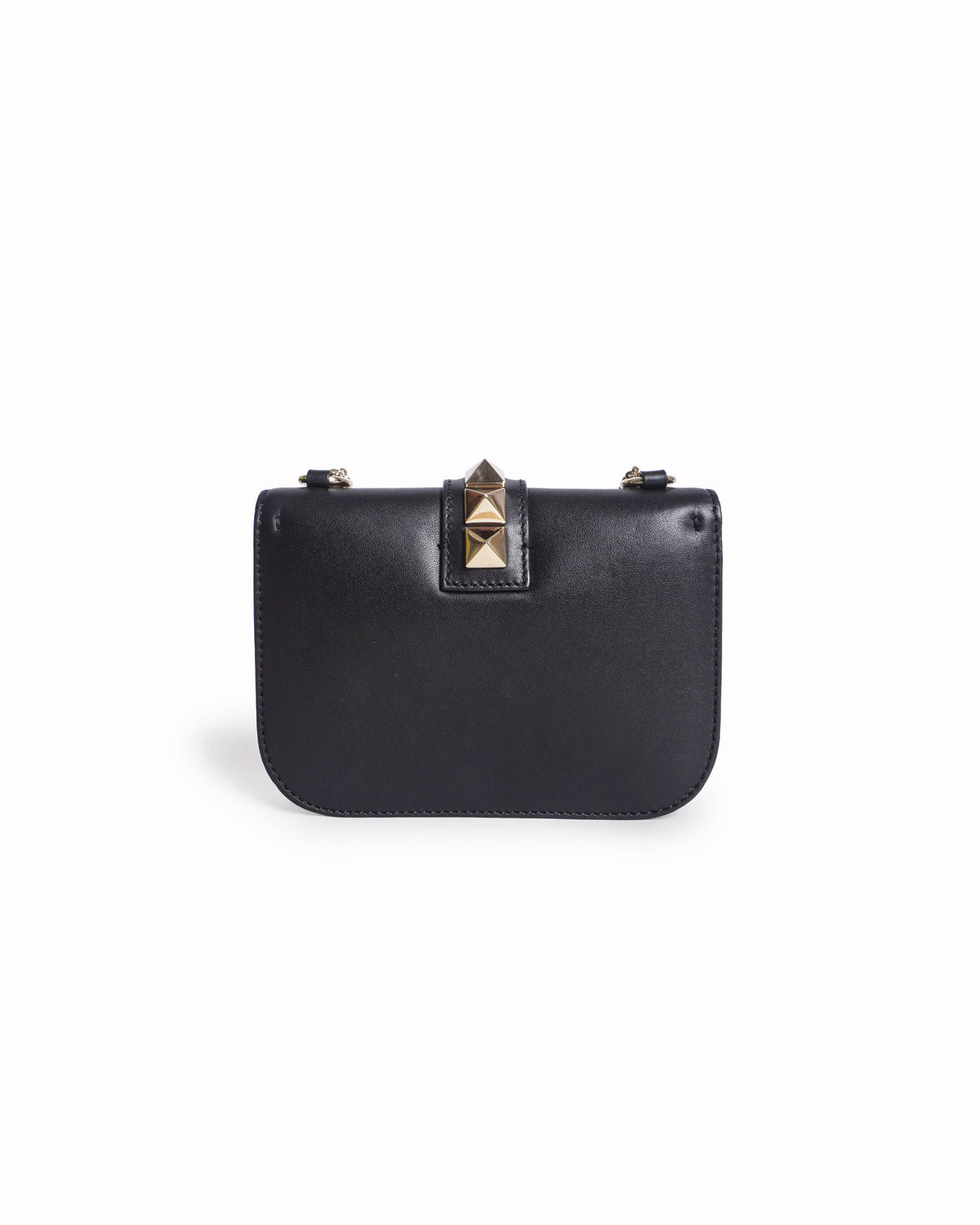 Valentino Garavani Black Leather Mini Glam Lock Rockstud Shoulder Bag