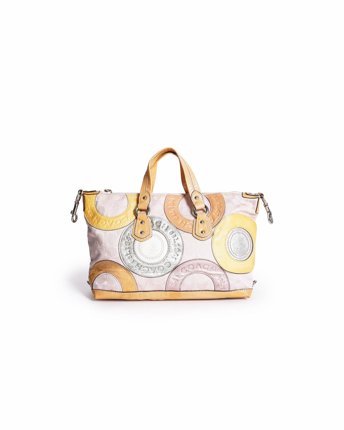 Coach Ashley Barbie Pink Signature Patchwork Glam Shoulder Bag Satchel