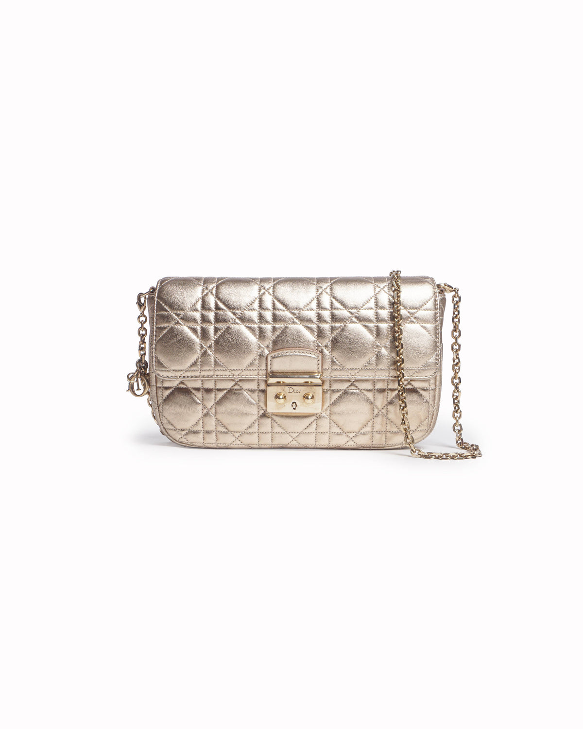 Christian Dior Gold Metallic Cannage Miss Dior Small Bag
