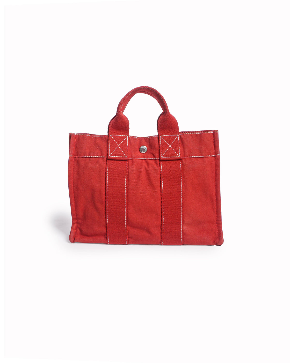 Hermès Red Canvas Toile Plage Deauville PM Tote Bag