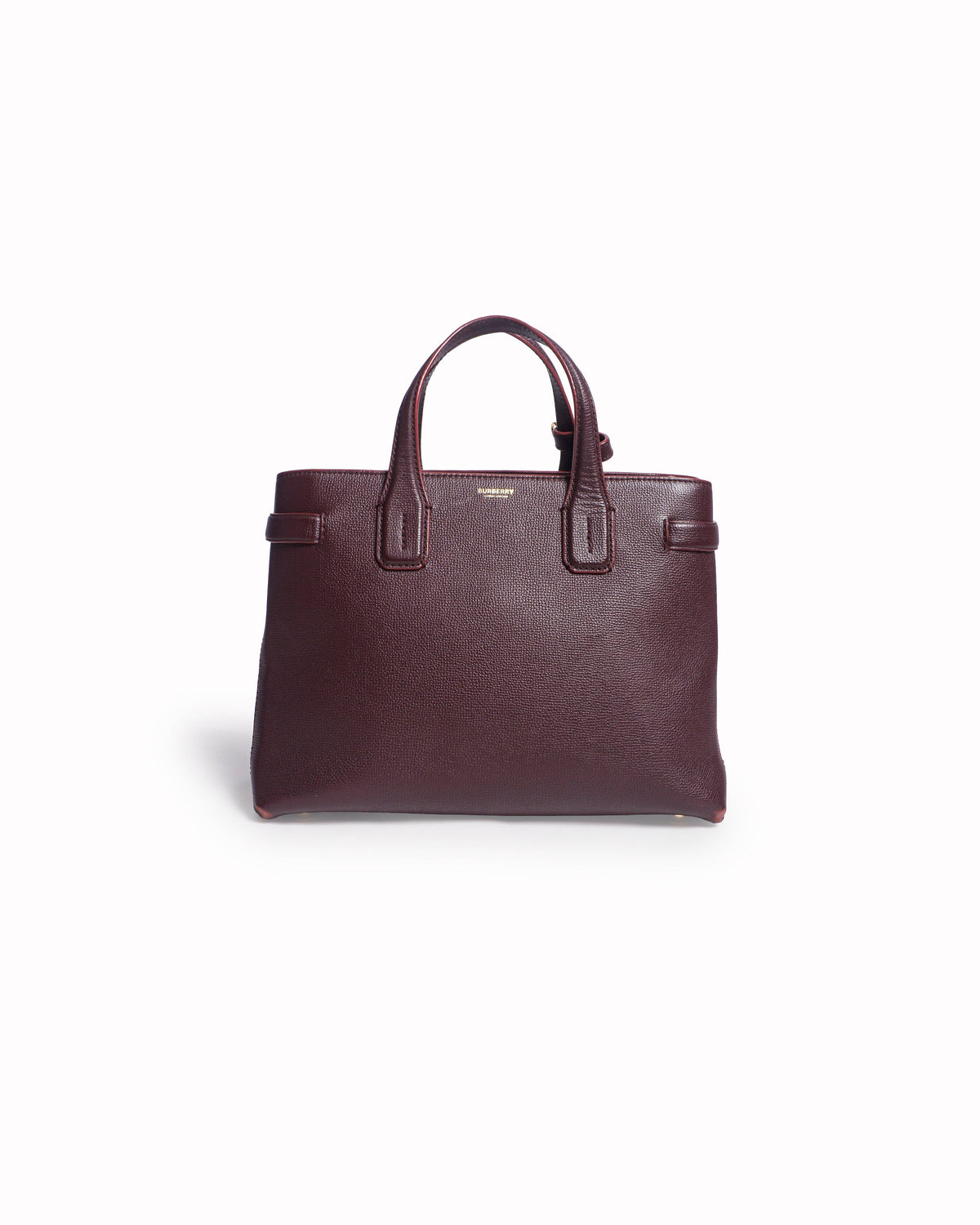 Burberry Mahogany Red Pebbled Leather Medium Banner Tote Bag