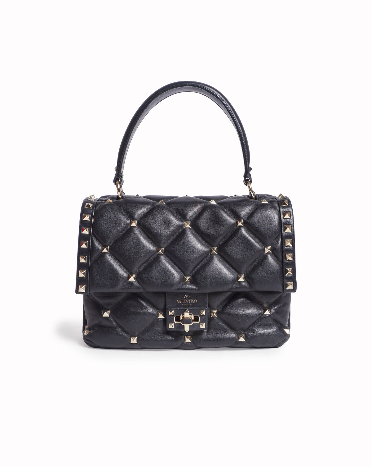 Valentino Garavani Roman Stud Black Nappa Leather Shoulder Bag