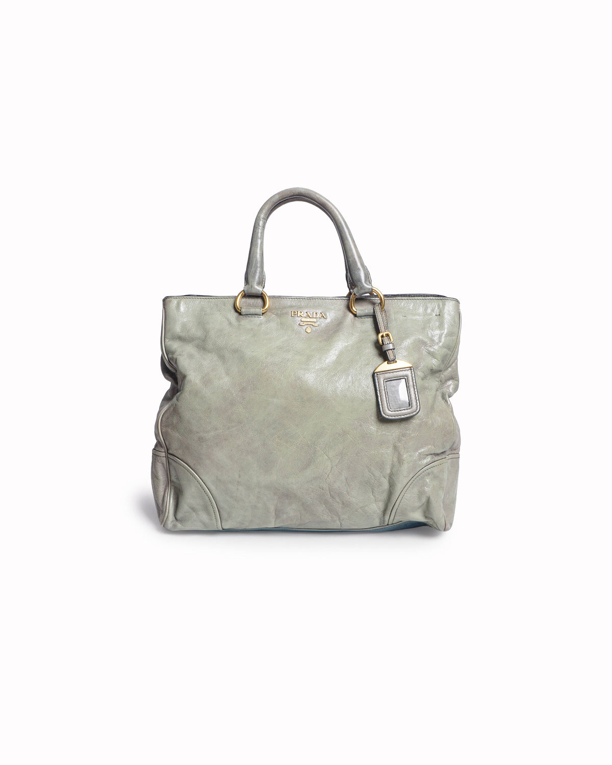 Prada Vitello Daino Grey Leather Tote Bag