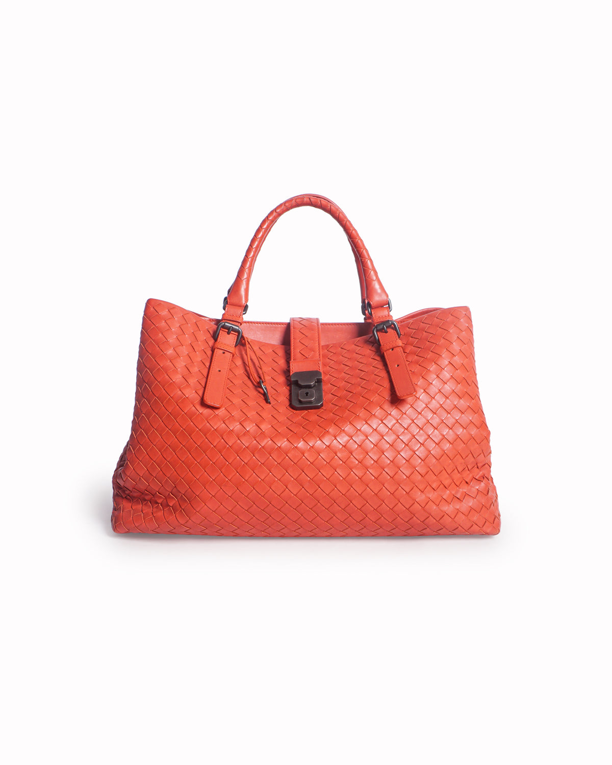 Bottega Veneta Red Intrecciato Leather Roma Tote Bag