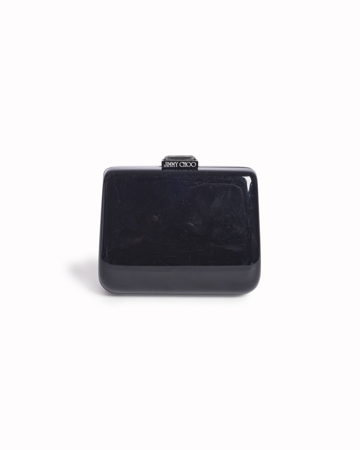 Jimmy Choo Black Lucite Crystal Clasp Mini Box Clutch
