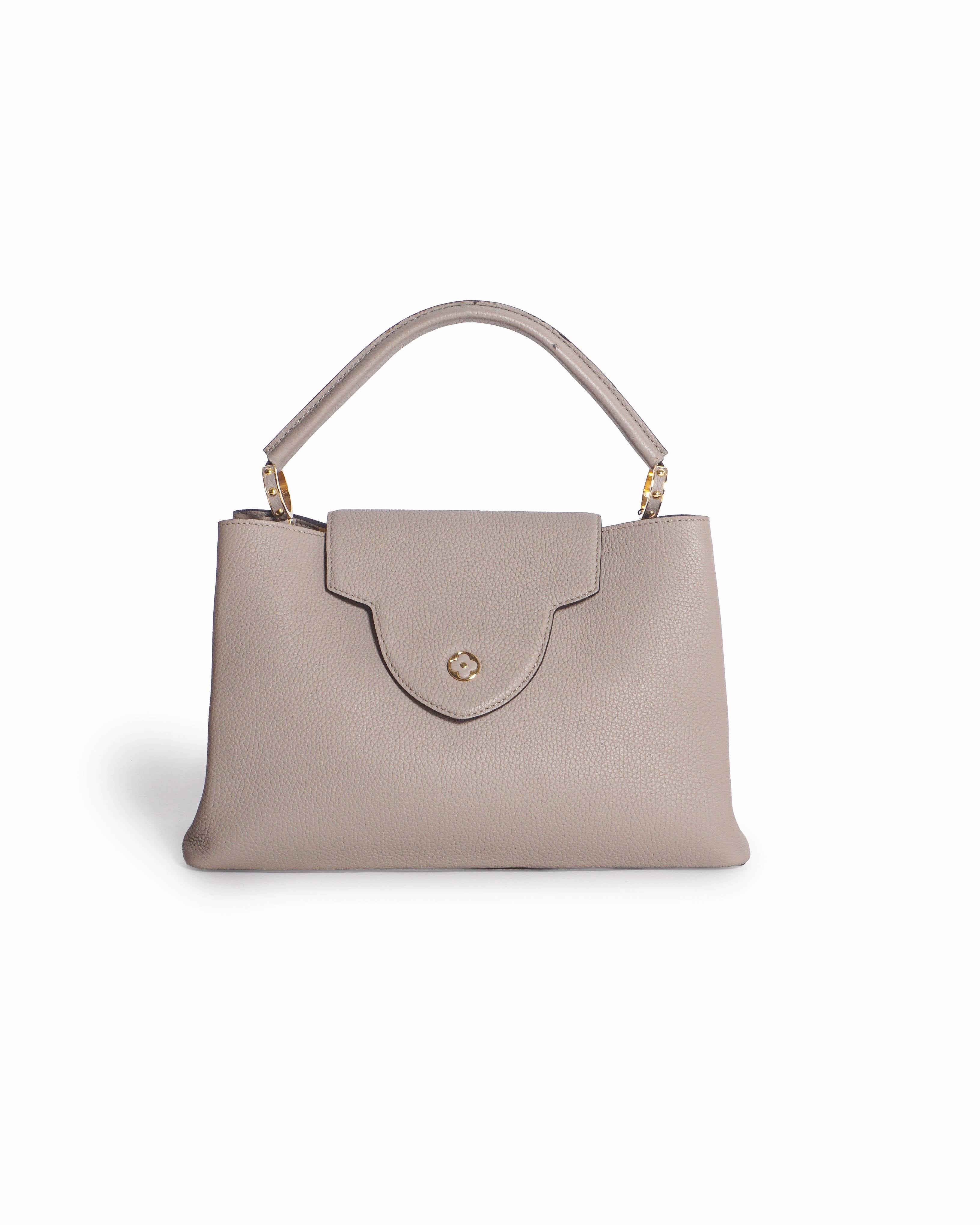 Louis Vuitton Beige Taurillon Leather Capucines GM Bag