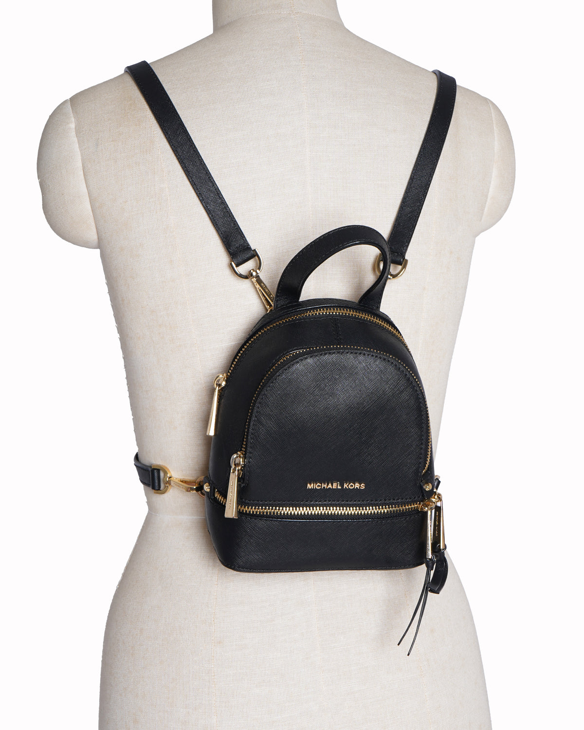Michael Kors Black Saffiano Leather Small Backpack