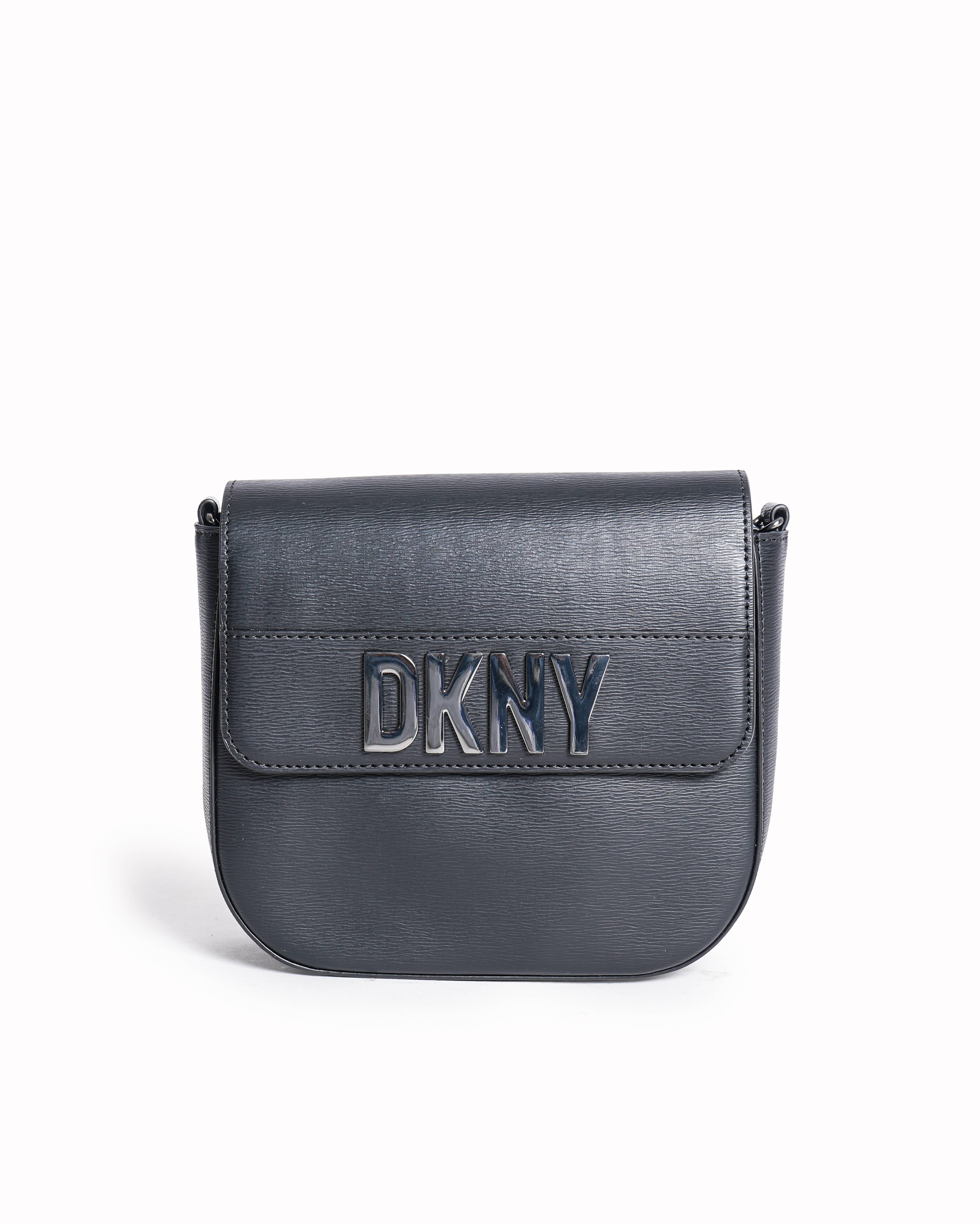 DKNY black textured leather crossbody bag
