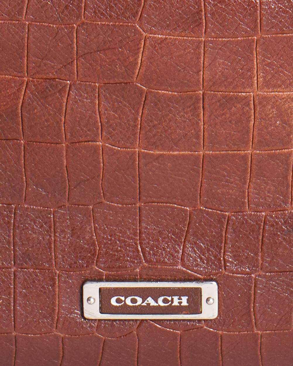 Coach Croc-Embossed Leather Brown Leather Hobo Bag