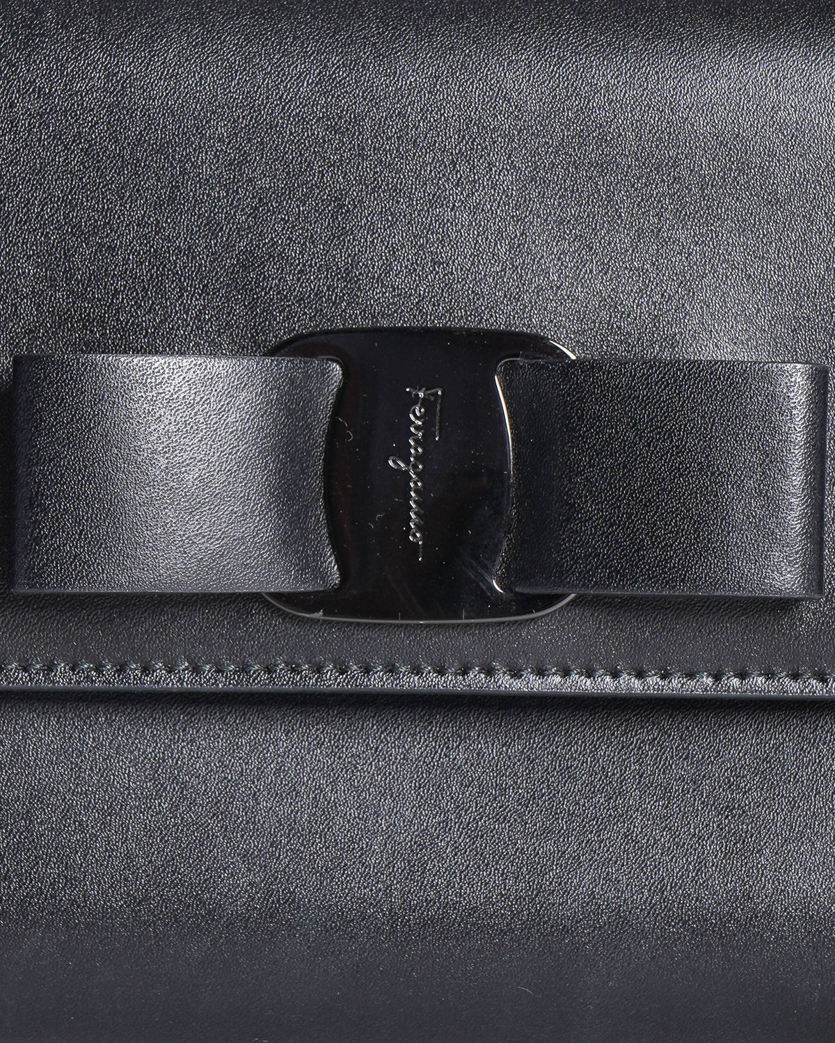 Salvatore Ferragamo Vara Leather Bow Continental Clutch Bag