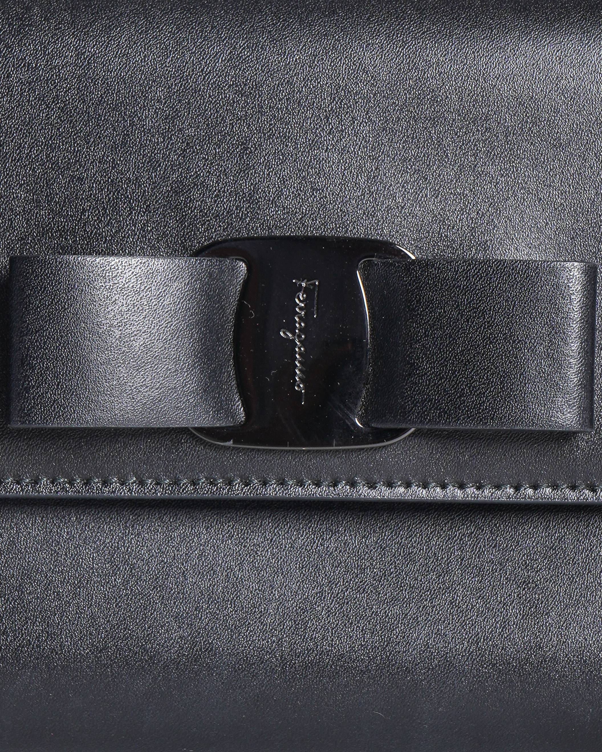 Salvatore Ferragamo Vara Leather Bow Continental Clutch Bag