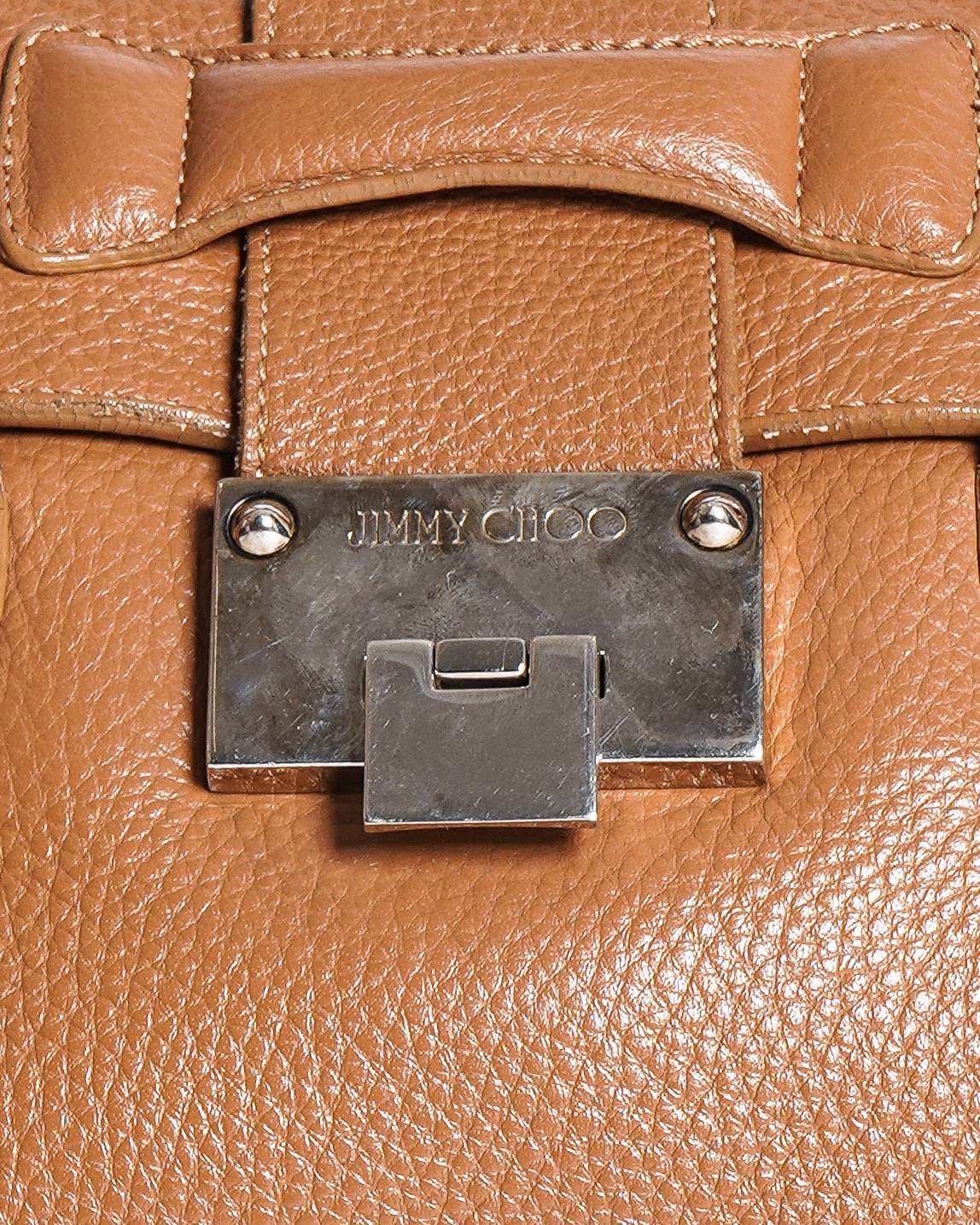 Jimmy Choo Rosalie Small Tan Pebbled Leather Satchel Bag