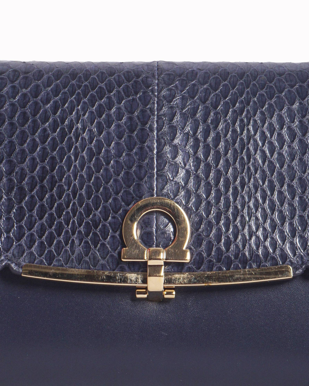 Salvatore Ferragamo Purple Leather Gancini Flap Clutch