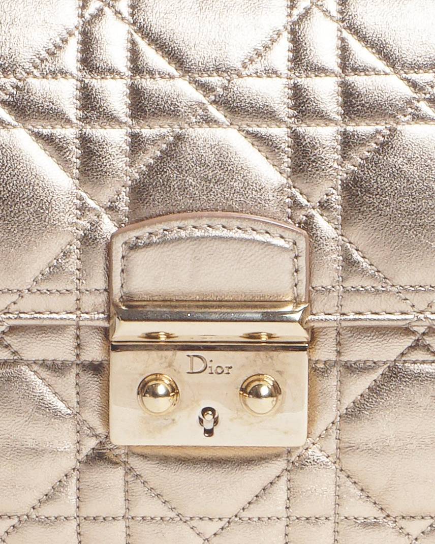 Christian Dior Gold Metallic Cannage Miss Dior Small Bag
