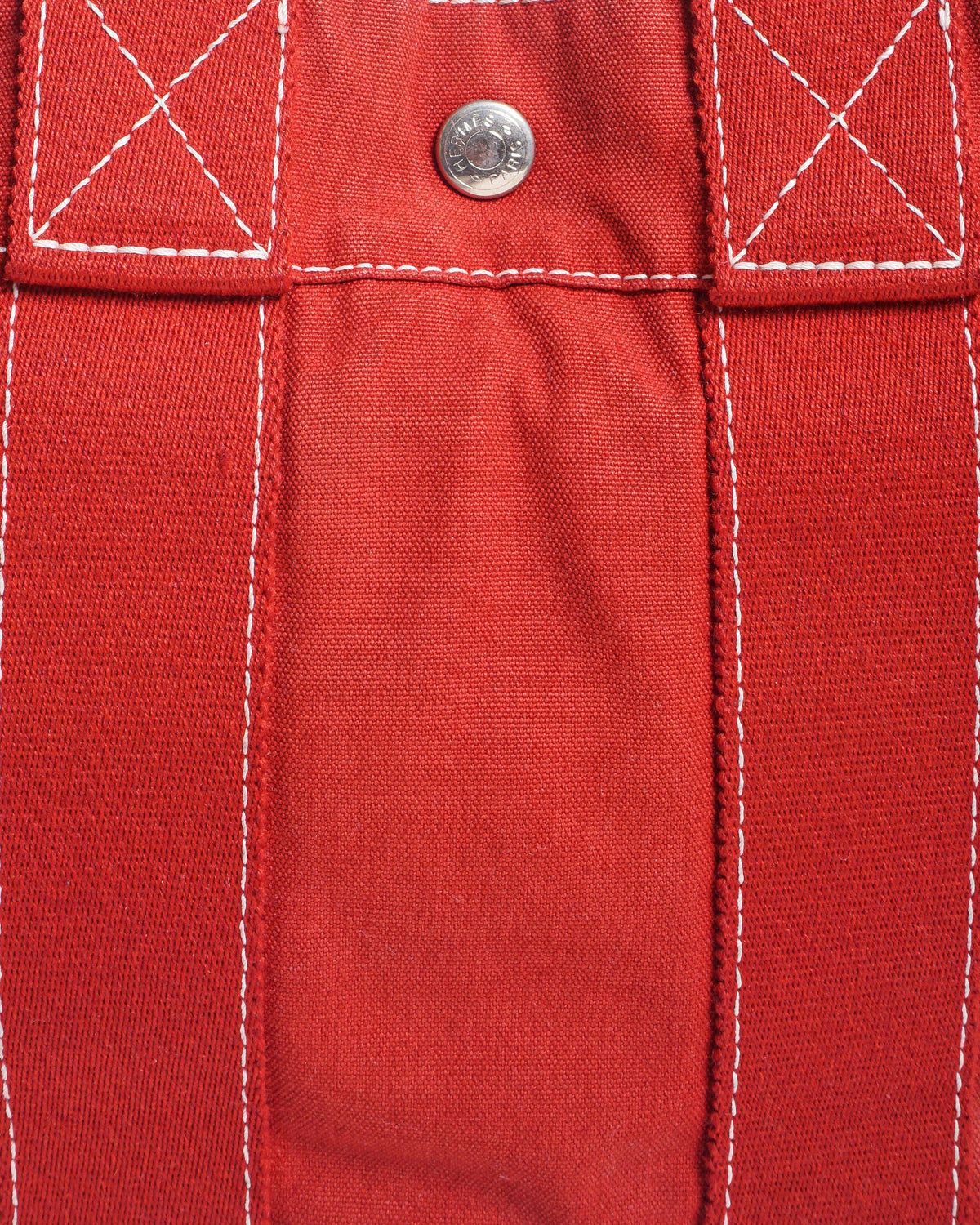 Hermès Red Canvas Toile Plage Deauville PM Tote Bag