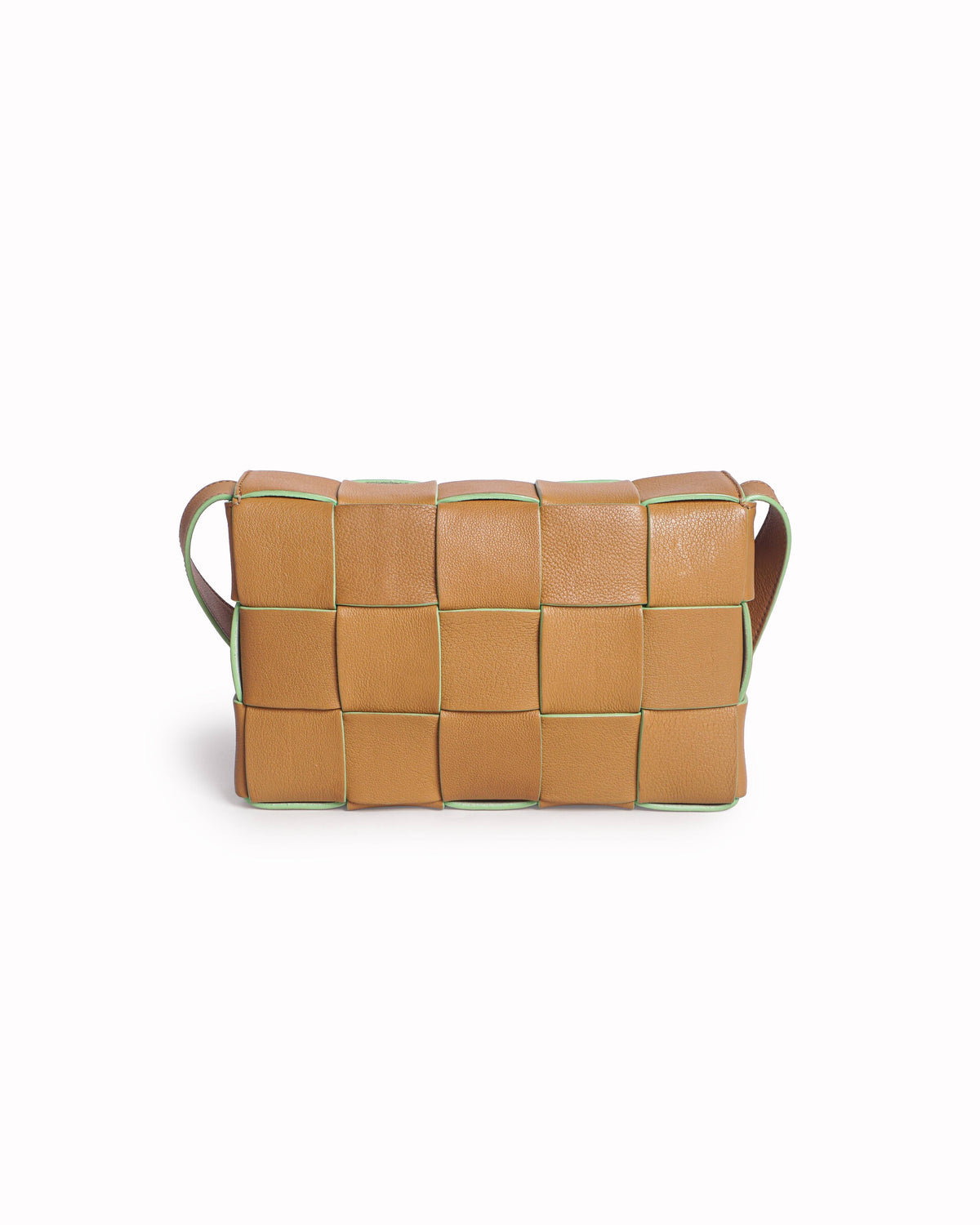 Bottega Veneta Tan & Lime Green Cassette Crossbody Bag