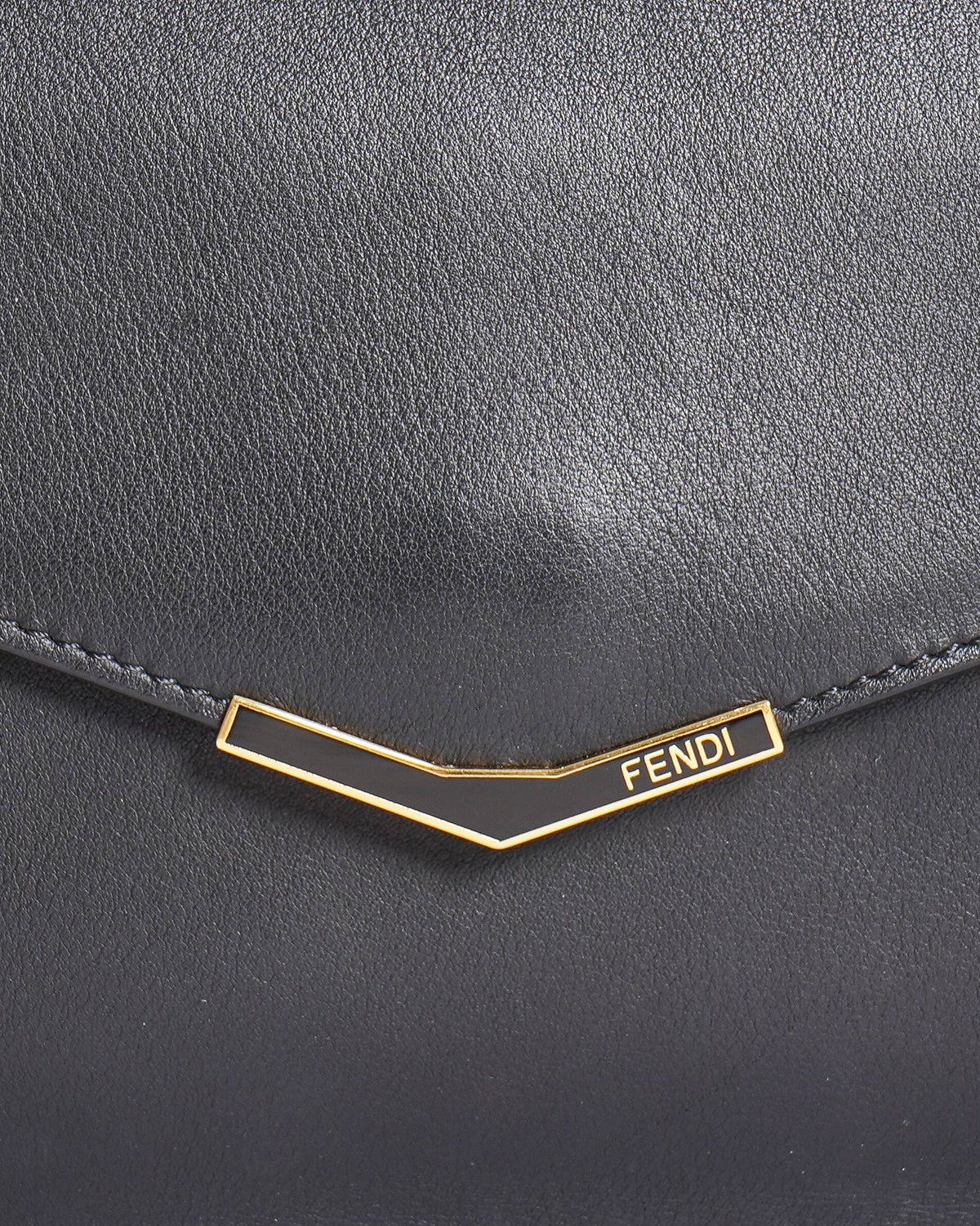 Fendi 
Black Leather 2 Jours Envelope Clutch