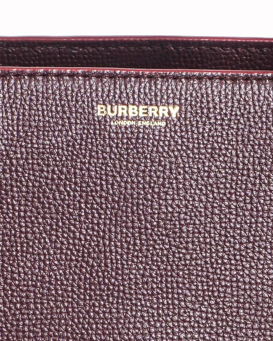 Burberry Mahogany Red Pebbled Leather Medium Banner Tote Bag