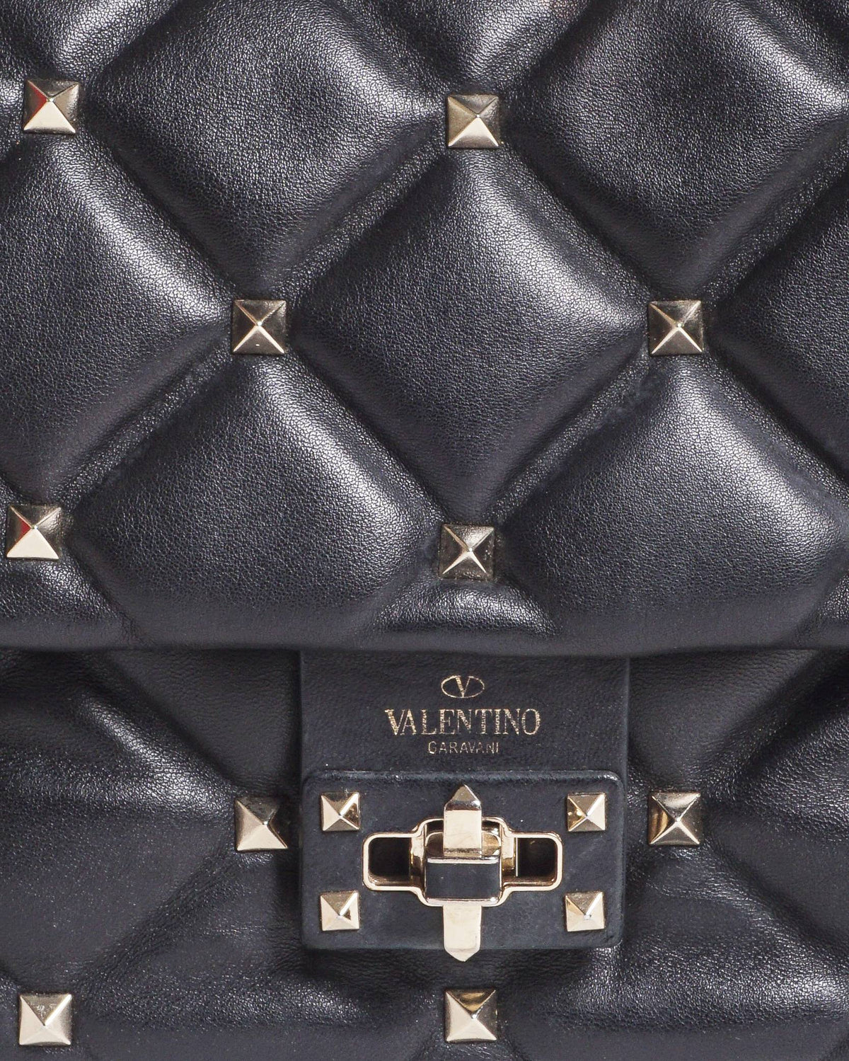 Valentino Garavani Roman Stud Black Nappa Leather Shoulder Bag