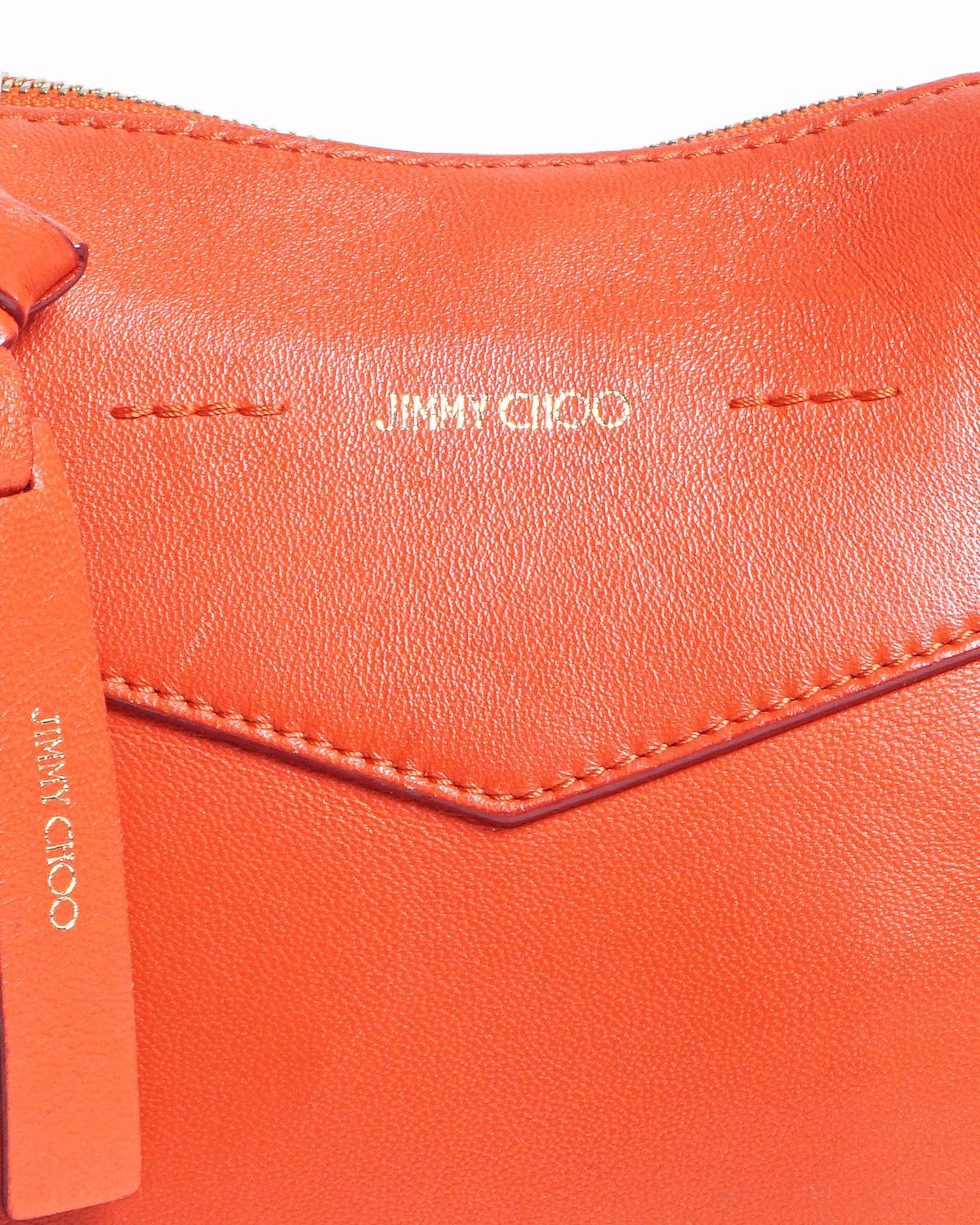 Jimmy Choo Red Smooth Leather Studded Shoulder Bag