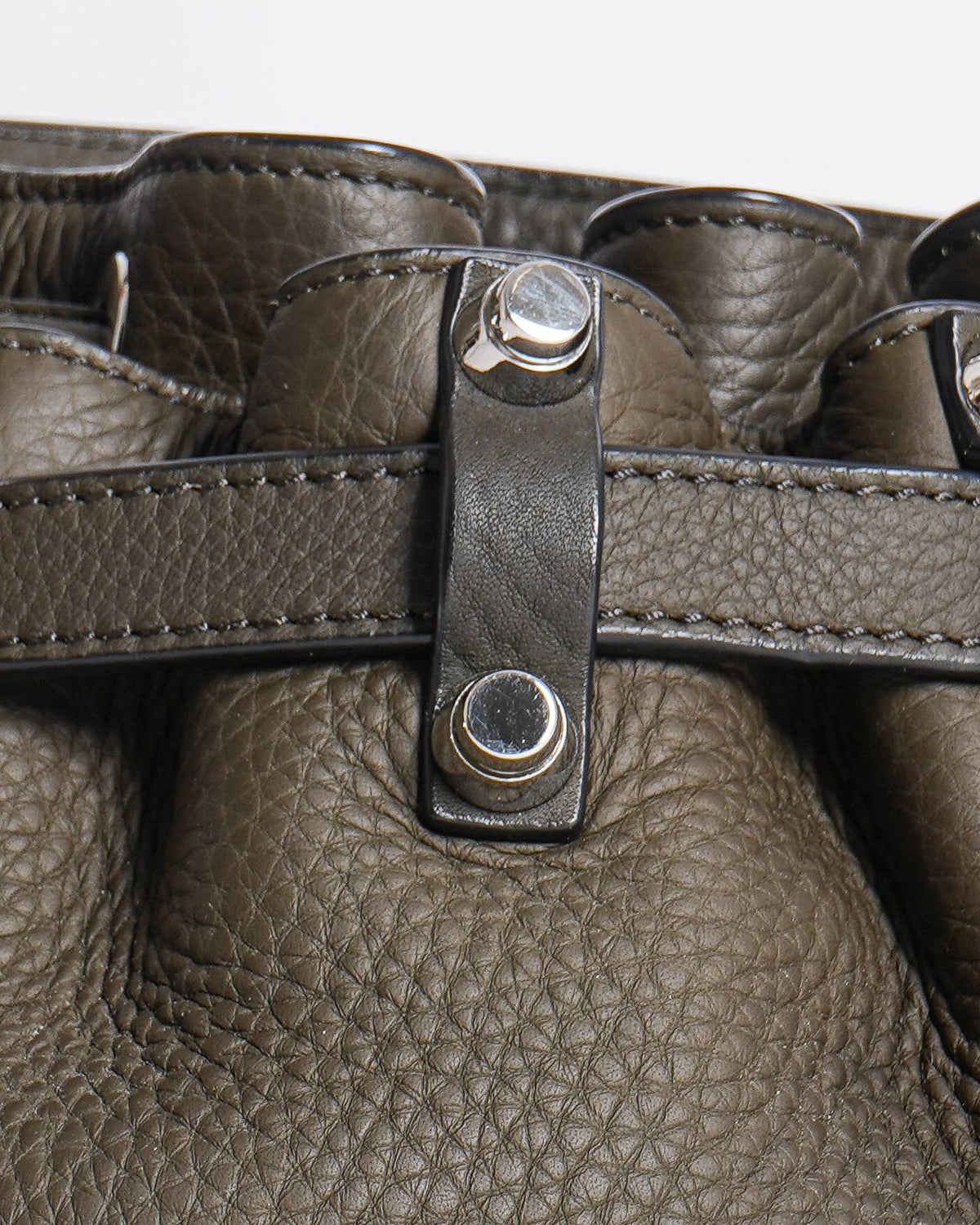 Alexander Wang Dark Olive Leather Studded Diego Bucket Bag