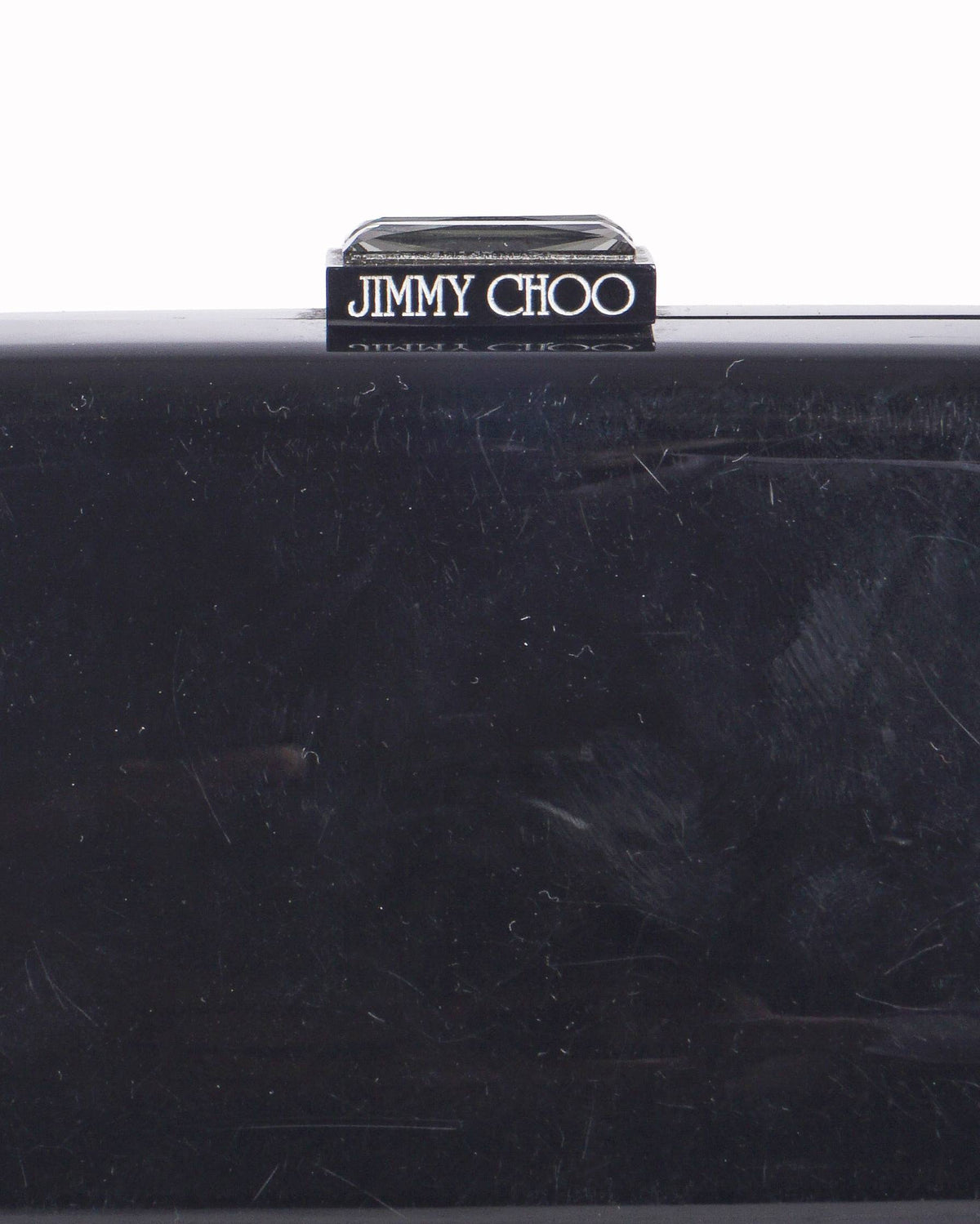 Jimmy Choo Black Lucite Crystal Clasp Mini Box Clutch