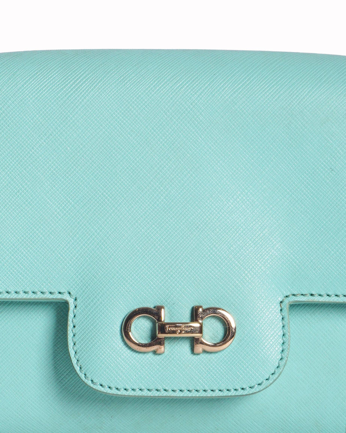 Salvatore Ferragamo Gancini Mint Saffiano Leather Chain Bag