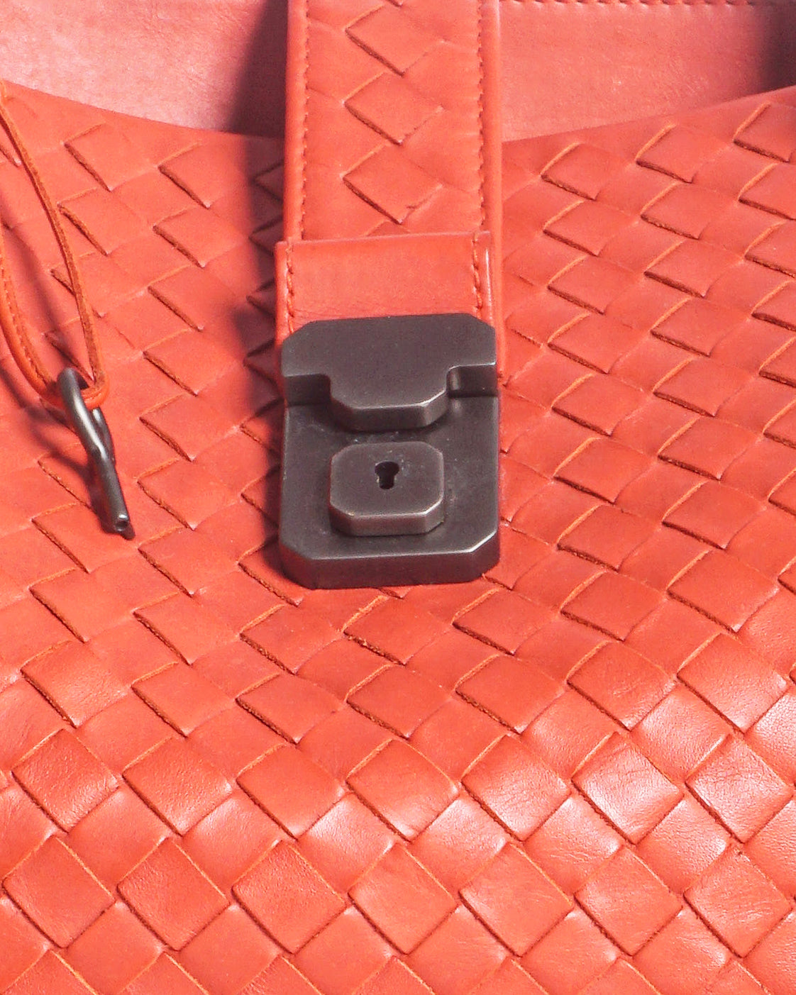 Bottega Veneta Red Intrecciato Leather Roma Tote Bag
