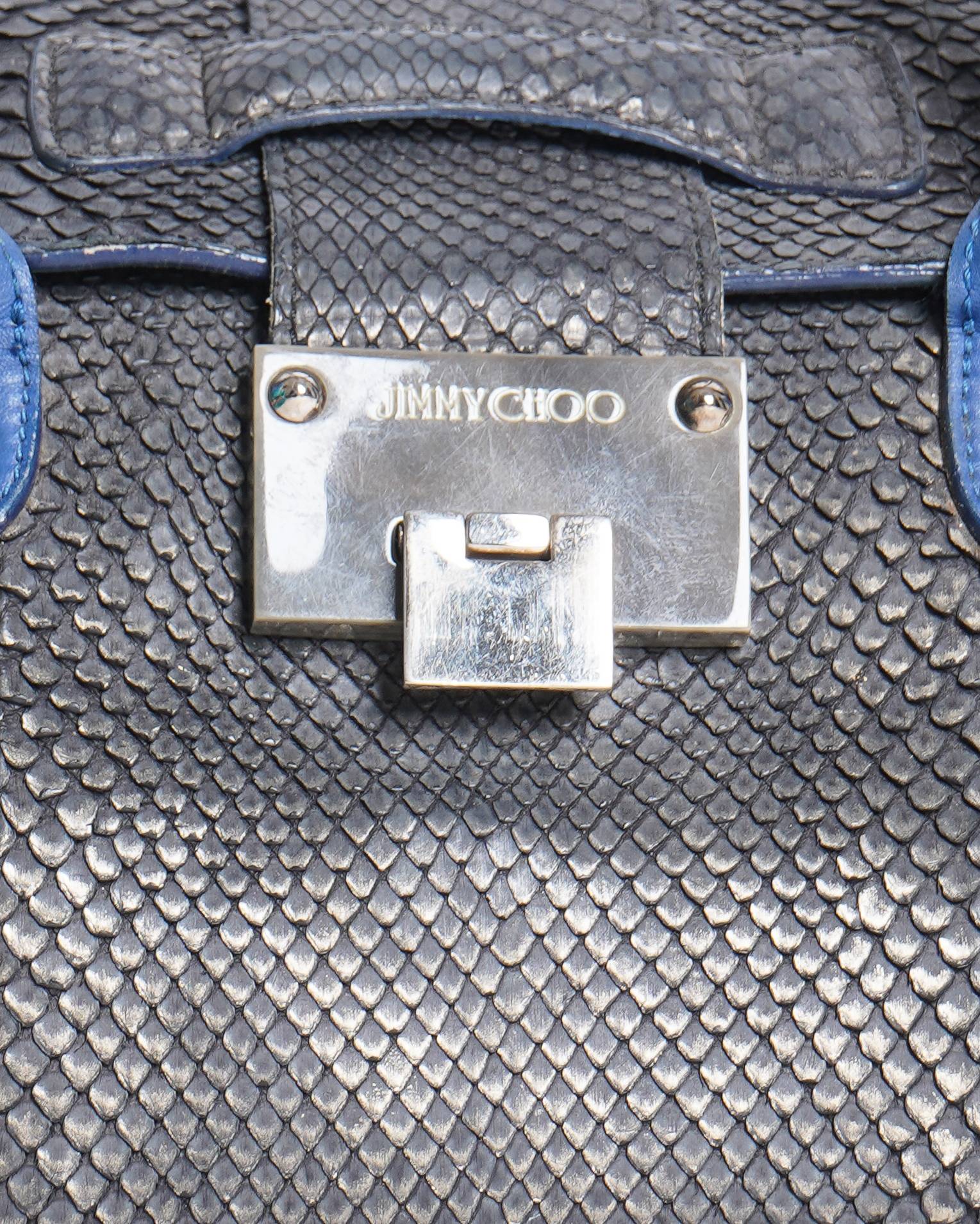 Jimmy Choo Embossed Leather Rosalie Bag In Ink Blue