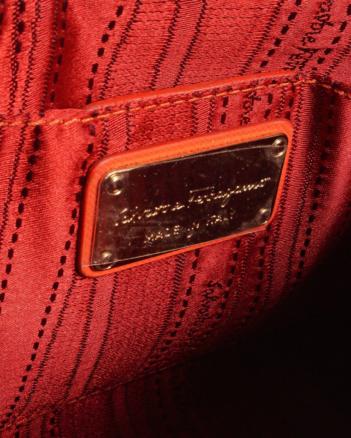Salvatore Ferragamo Coral Red Leather Gancini Lisetta Baguette Bag