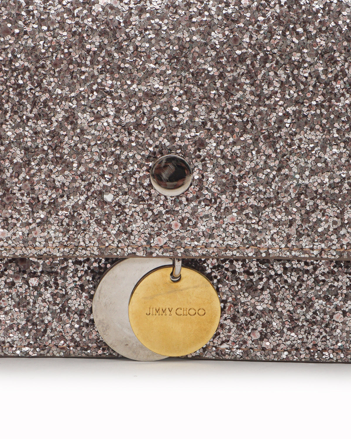 Jimmy Choo Rose Gold Coarse Glitter Mini Finley Flap Crossbody Bag