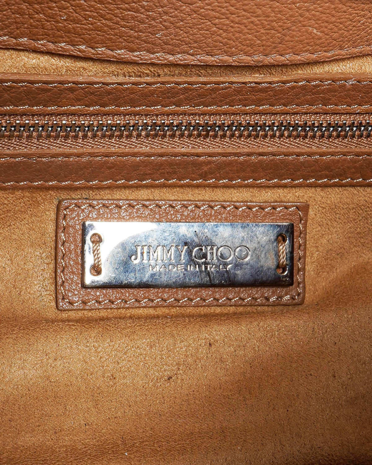 Jimmy Choo Rosalie Small Tan Pebbled Leather Satchel Bag