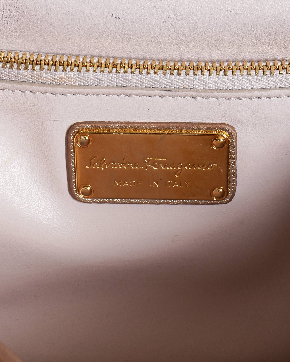 Salvatore Ferragamo Vara Bow Crossbody Flap Bag In Gold Tone