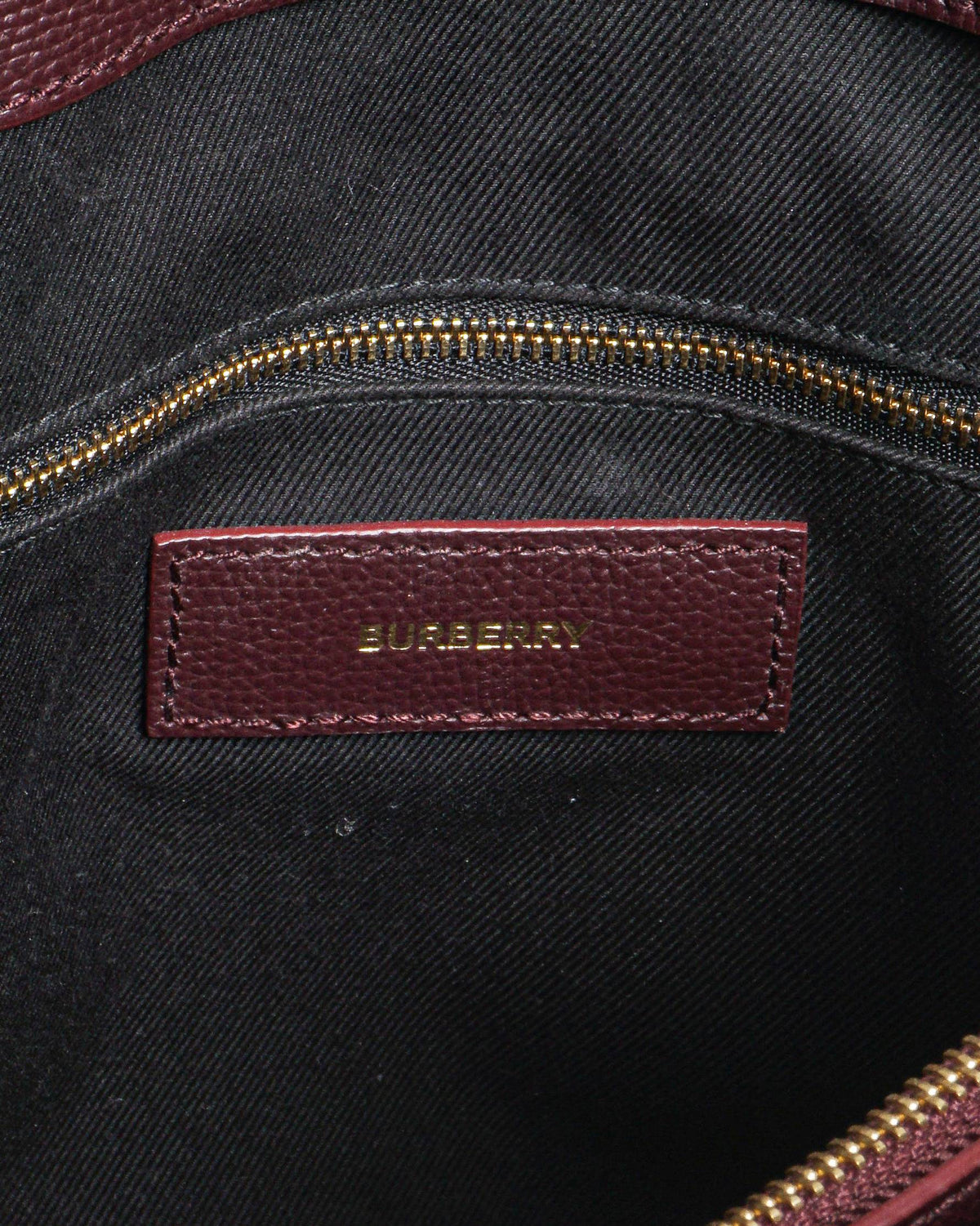 Burberry Mahogany Red Pebbled Leather Medium Banner Tote Bag