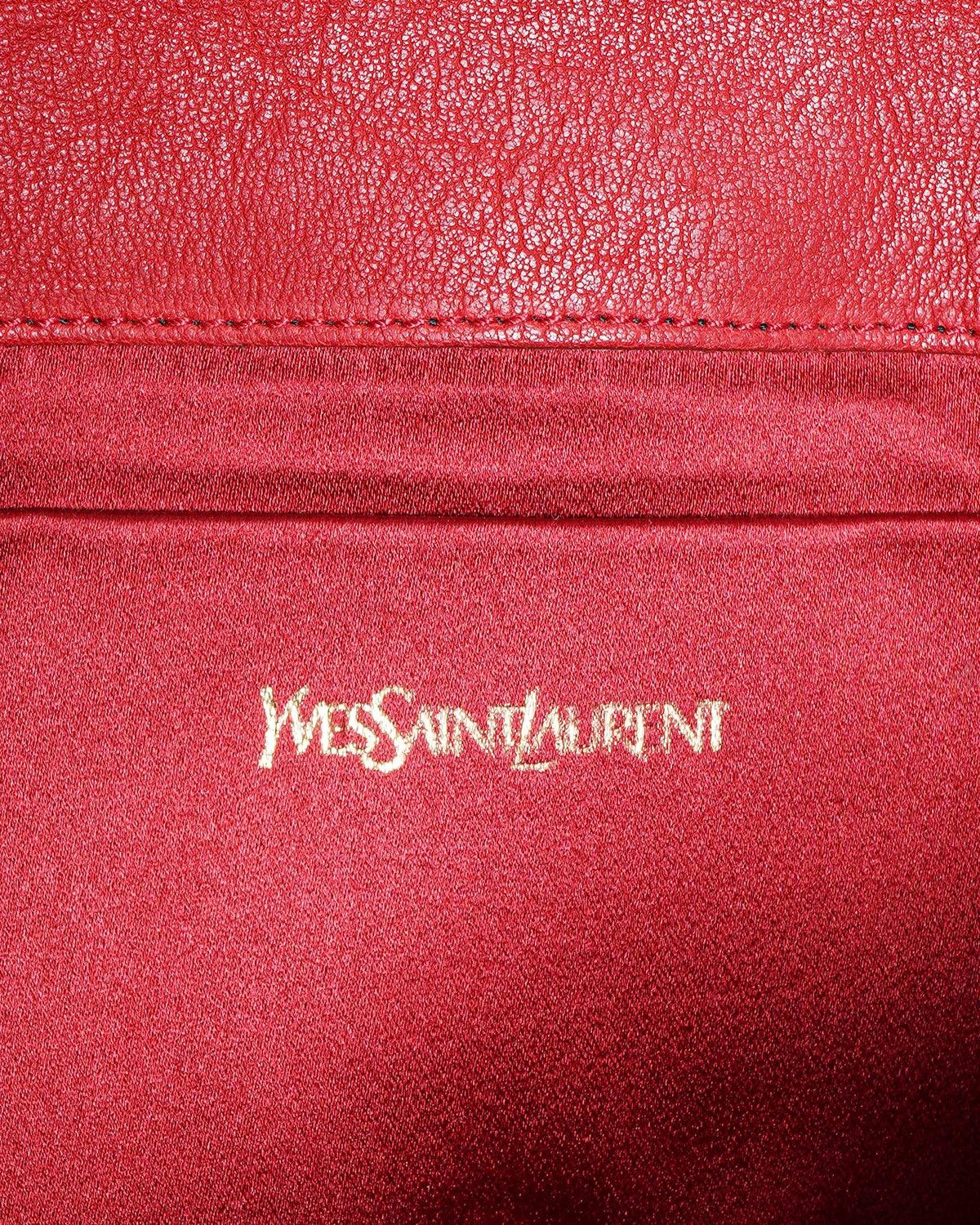 Saint Laurent Ligne Y Clutch in Red Textured Leather