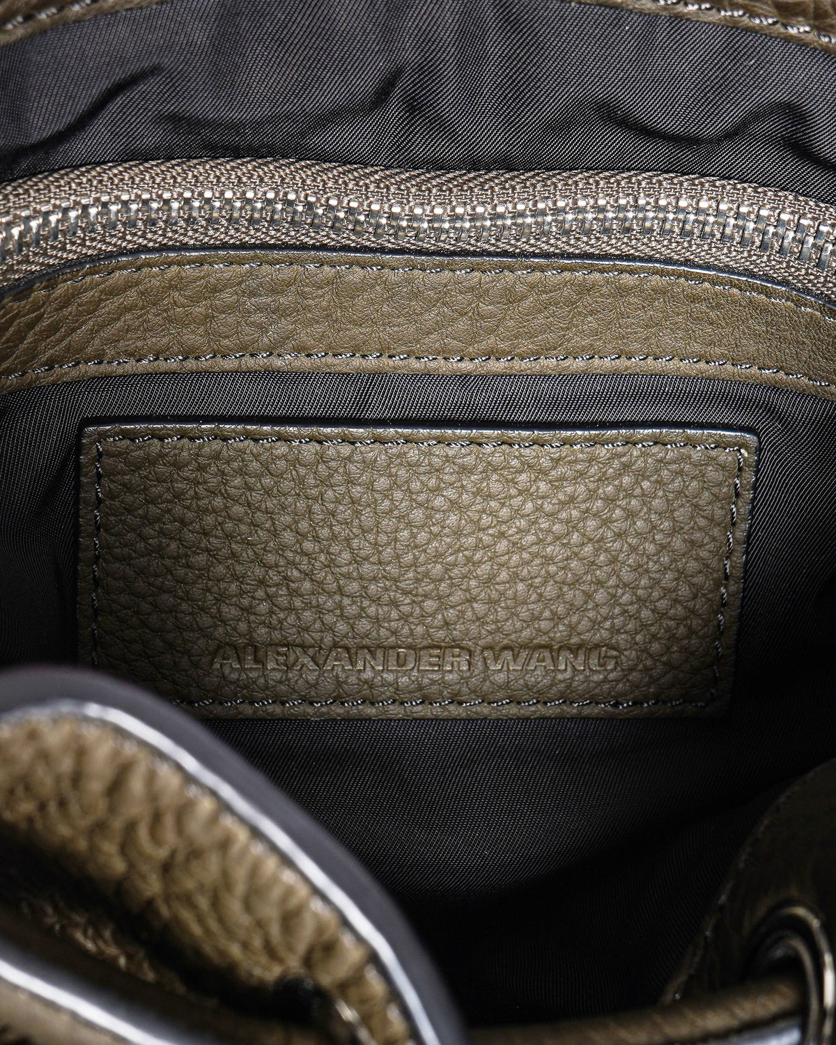 Alexander Wang Dark Olive Leather Studded Diego Bucket Bag