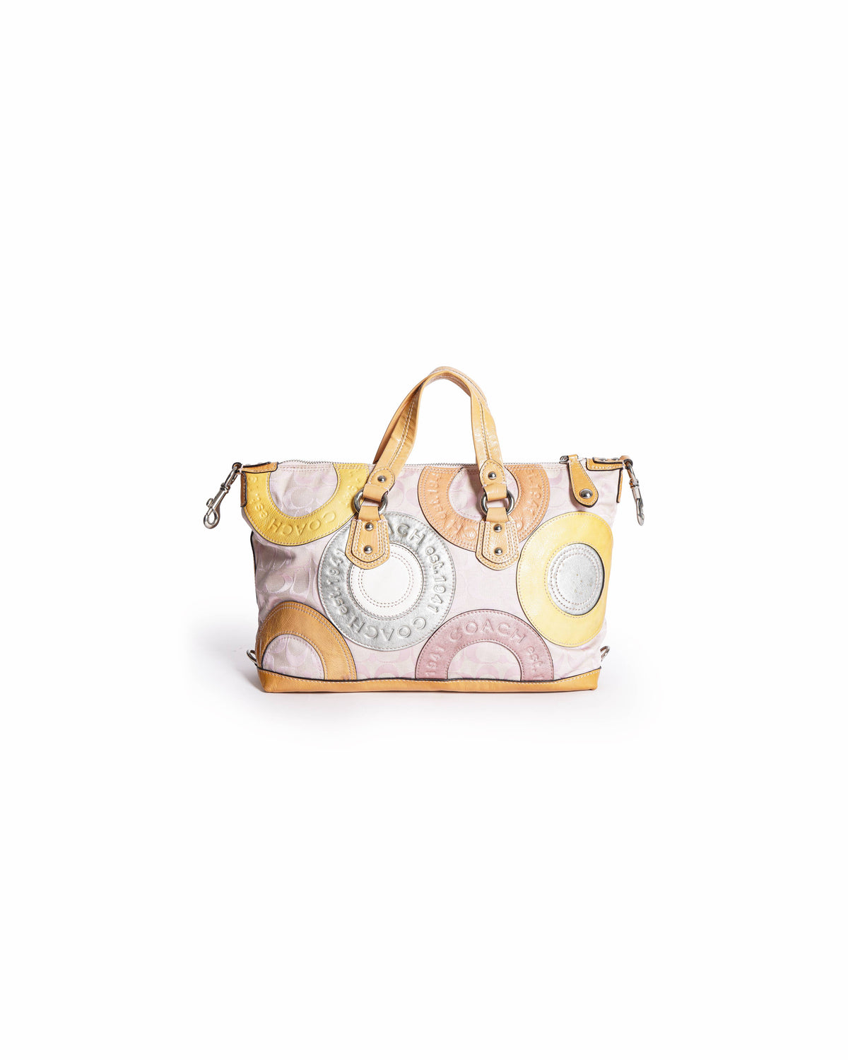 Coach Ashley Barbie Pink Signature Patchwork Glam Shoulder Bag Satchel