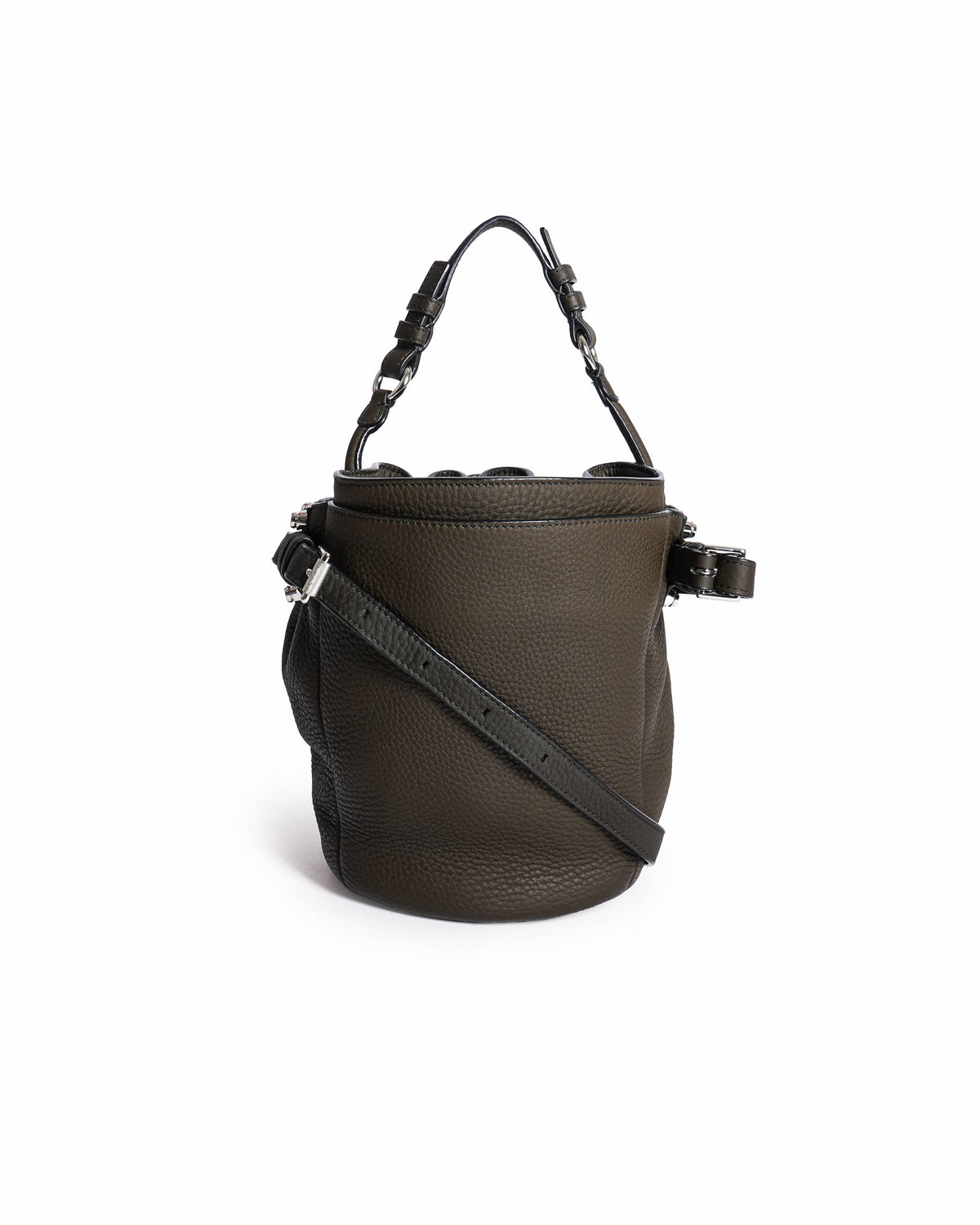 Alexander Wang Dark Olive Leather Studded Diego Bucket Bag