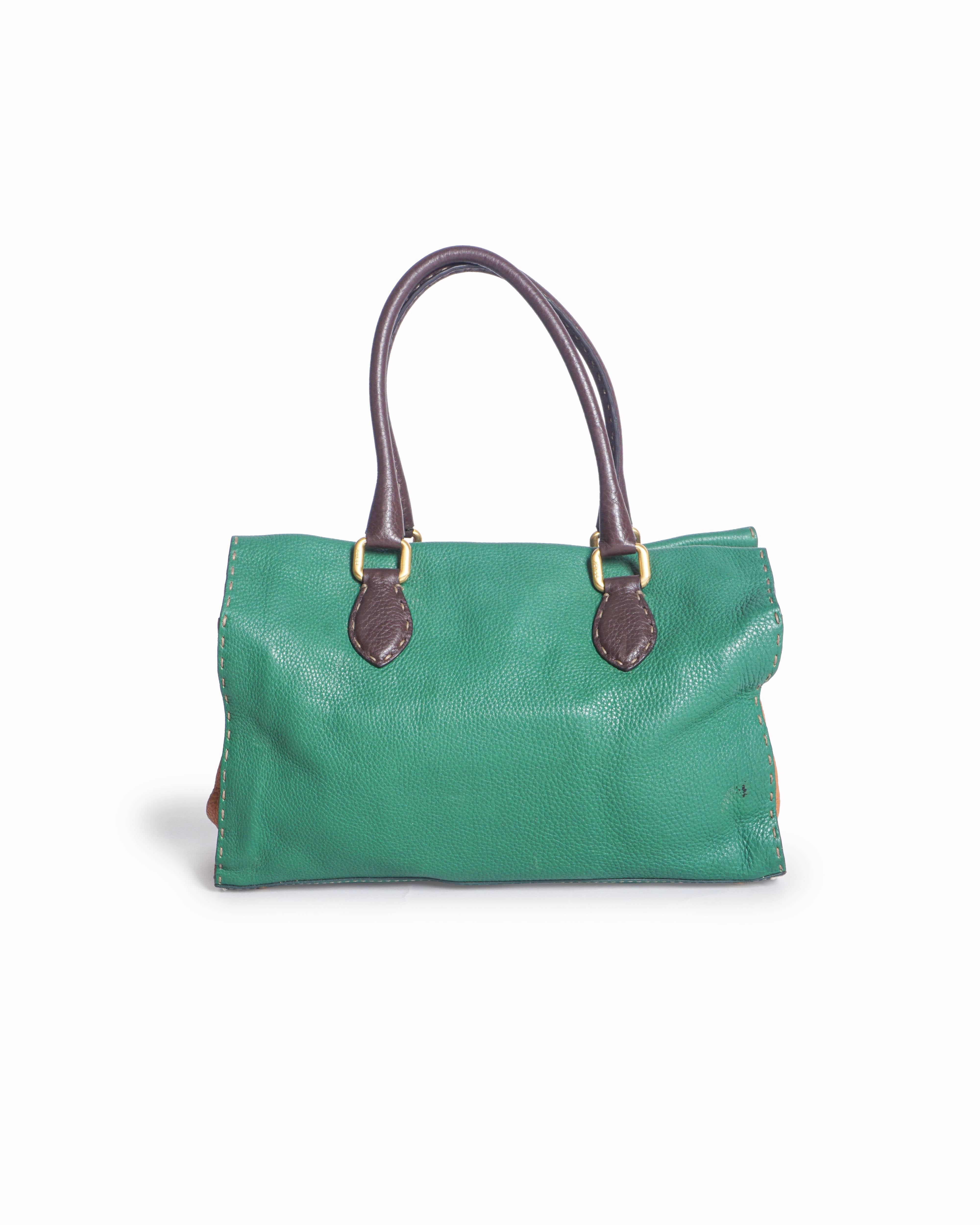 Fendi Selleria Cuoio Romano Leather Adele Frame Satchel