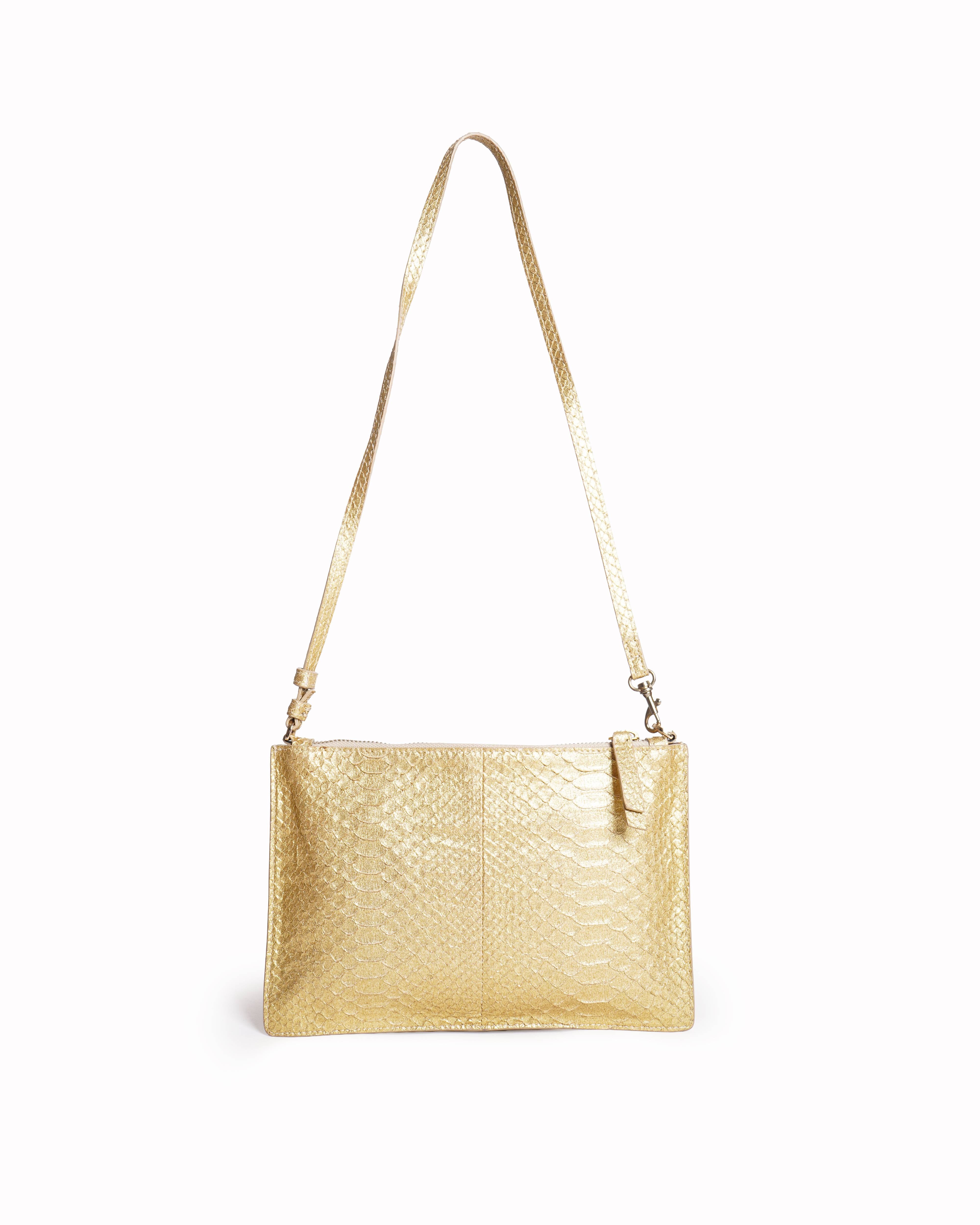 Roberto Cavalli Python-Embossed Leather Shoulder Bag