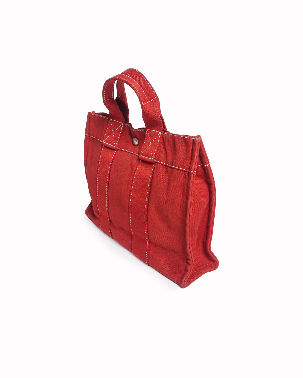 Hermès Red Canvas Toile Plage Deauville PM Tote Bag