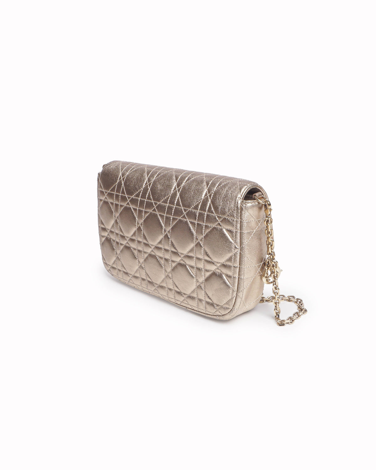 Christian Dior Gold Metallic Cannage Miss Dior Small Bag