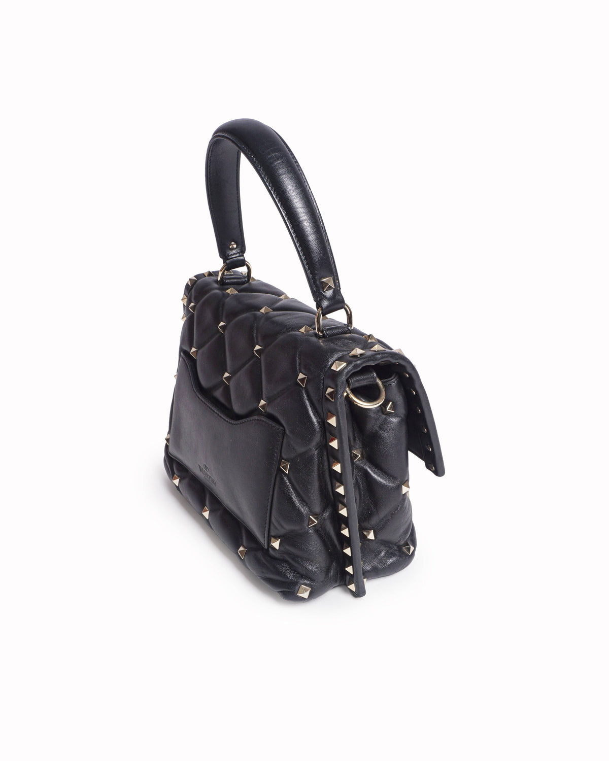 Valentino Garavani Roman Stud Black Nappa Leather Shoulder Bag